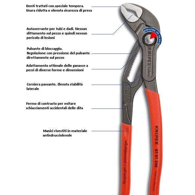 Vendita online Pinza regolabile da 180 mm. - Knipex Cobra
